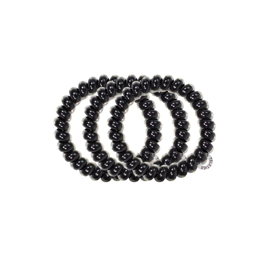 Teleties jet black close‑up of spiral detail highlighting firm flexible grip