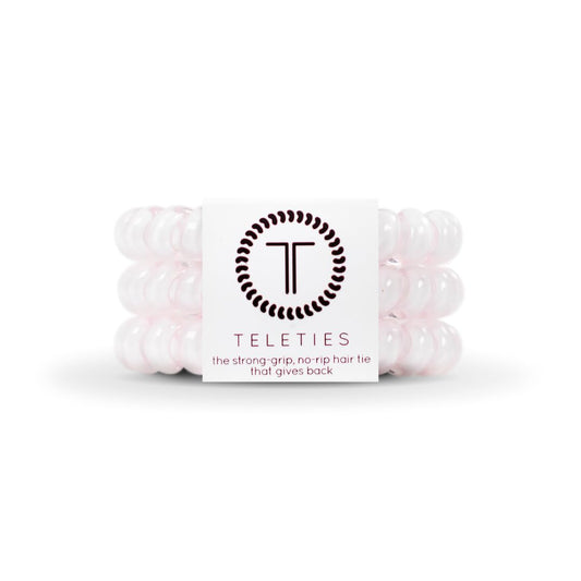 TELETIES large pack front view showing rose water pink coils and durable packaging benefit