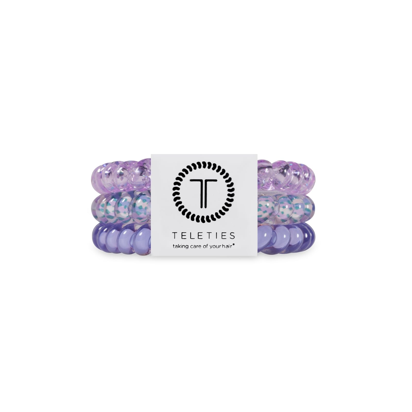 TELETIES front pack view shows three lavender coils and organized packaging benefit convenience