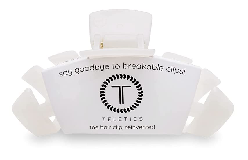 TELETIES medium clip front view showing coconut white finish and neat grip
