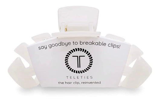 TELETIES medium clip front view showing coconut white finish and neat grip