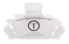 TELETIES medium clip front view showing coconut white finish and neat grip