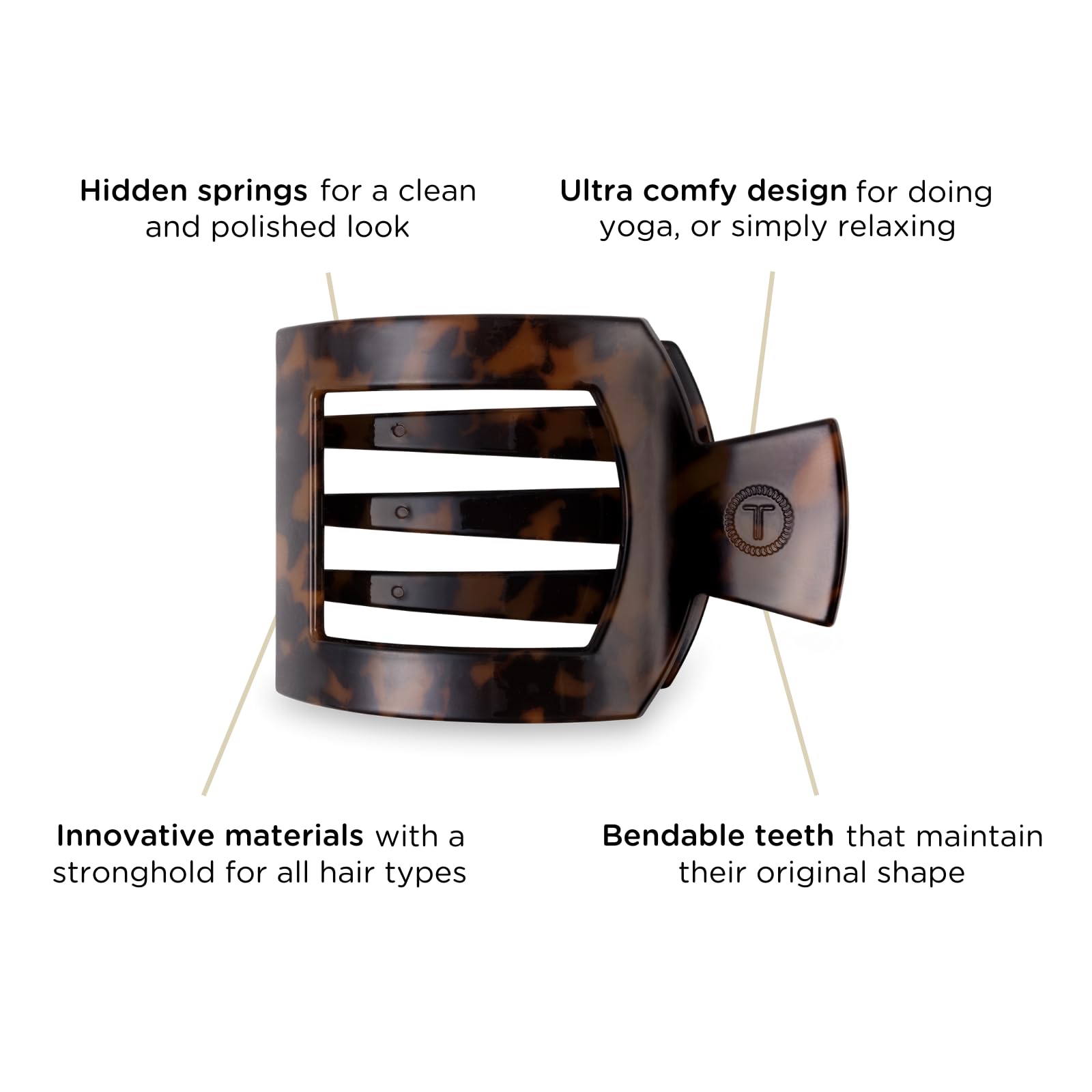 TELETIES clip worn during yoga showing stable hold and movement-friendly fit