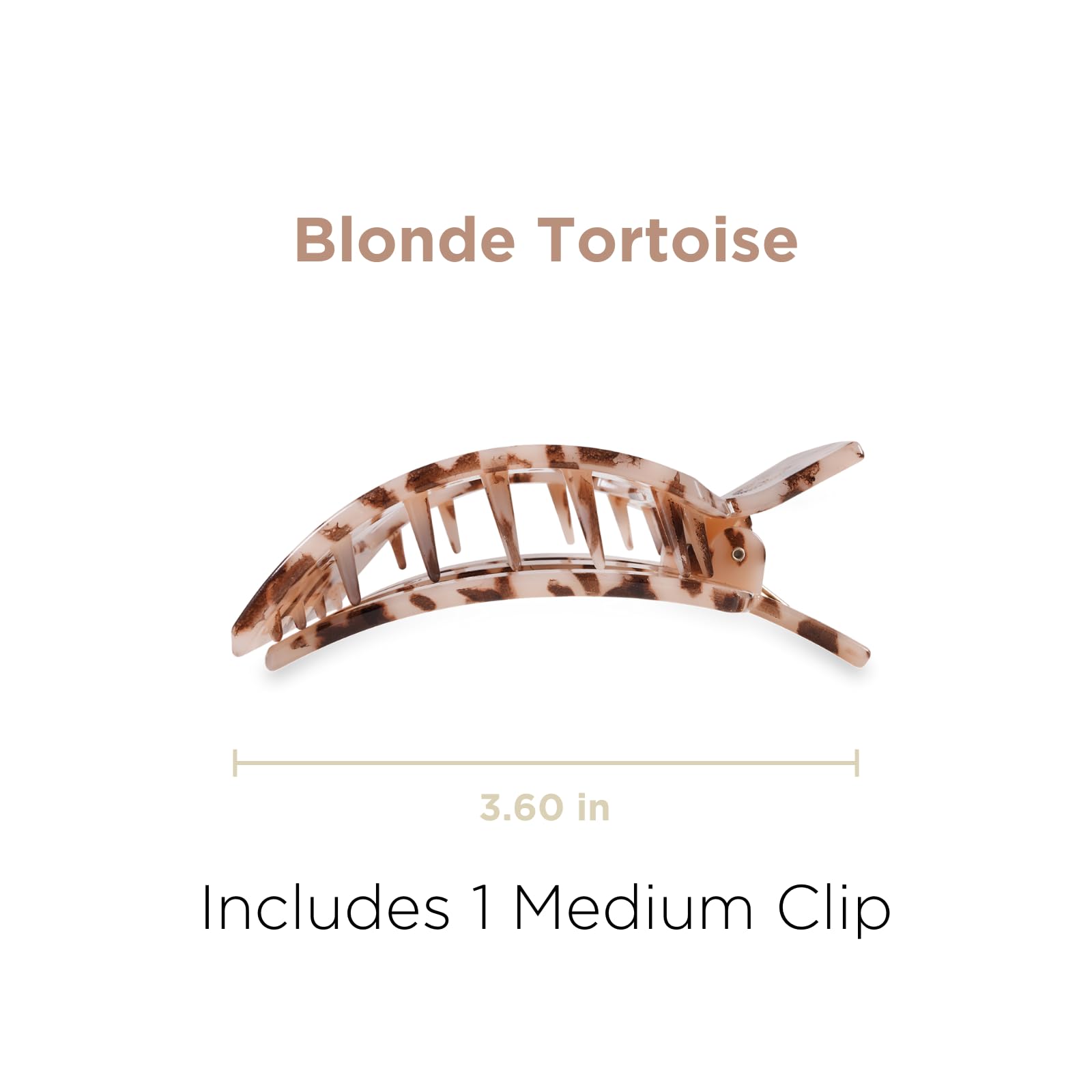 Teleties medium flat square clip side profile highlighting curved shape and comfortable head fit