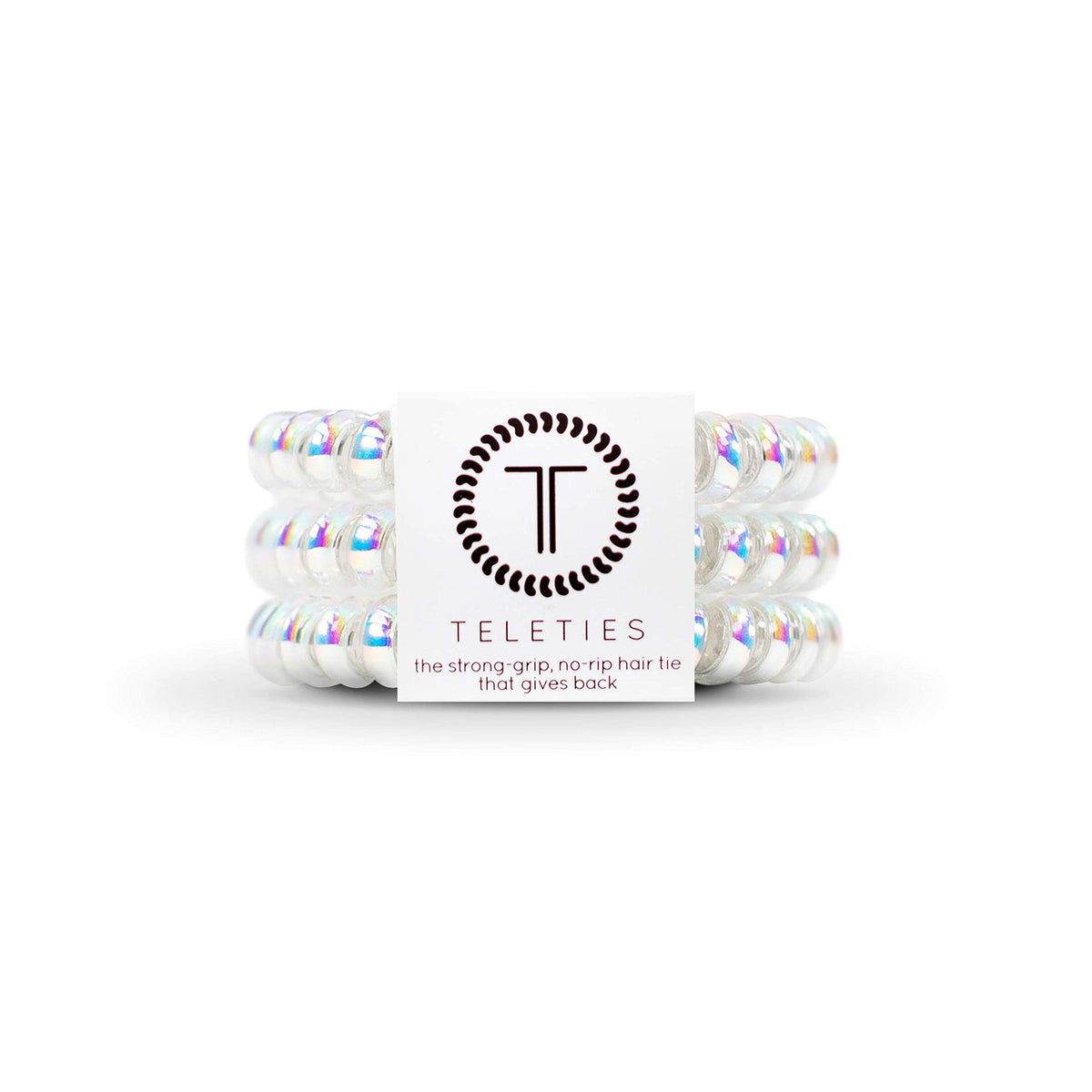 TELETIES small peppermint pack front view showing three ties and compact packaging benefit