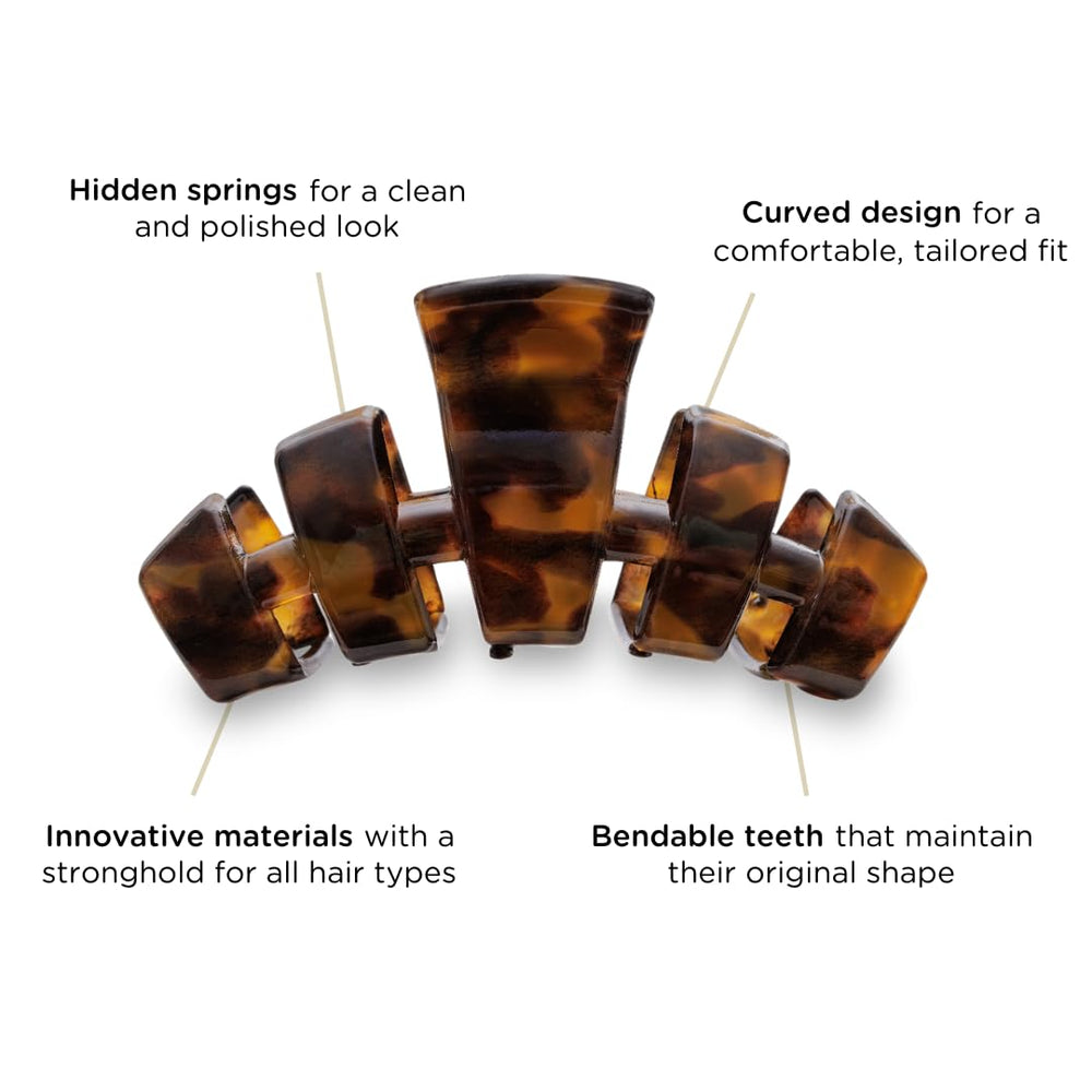 TELETIES clip securing a half-up hairstyle with comfortable, no-slip benefit