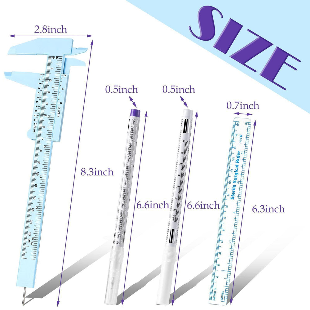 Teling plastic caliper close-up with metal inlay for accurate eyebrow measuring