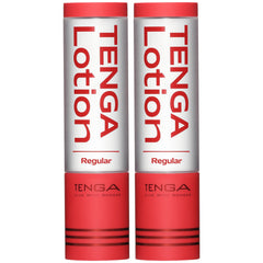 TENGA front packaging showing two red bottles and clear label for quick identification and value