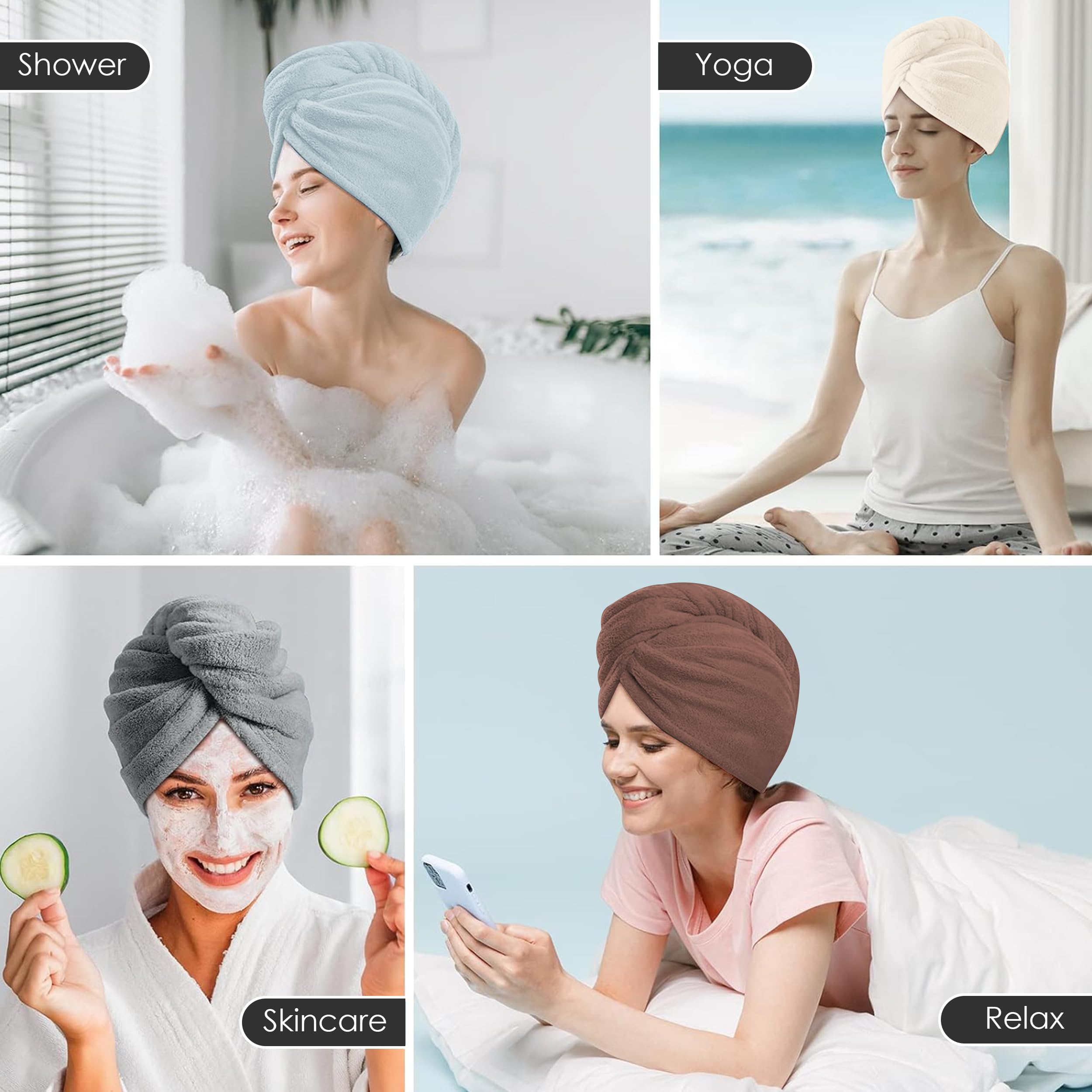 TENSTARS towel wraps displayed in bathroom lifestyle scene showing salon-quality softness at home