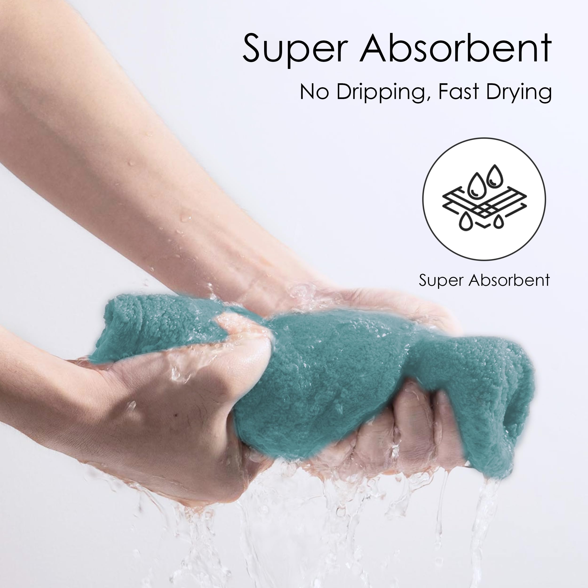 TENSTARS model wearing towel wrap in bathroom showing hands-free drying benefit