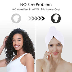 TENSTARS hair towel wrap worn by woman with short hair enabling hands-free drying
