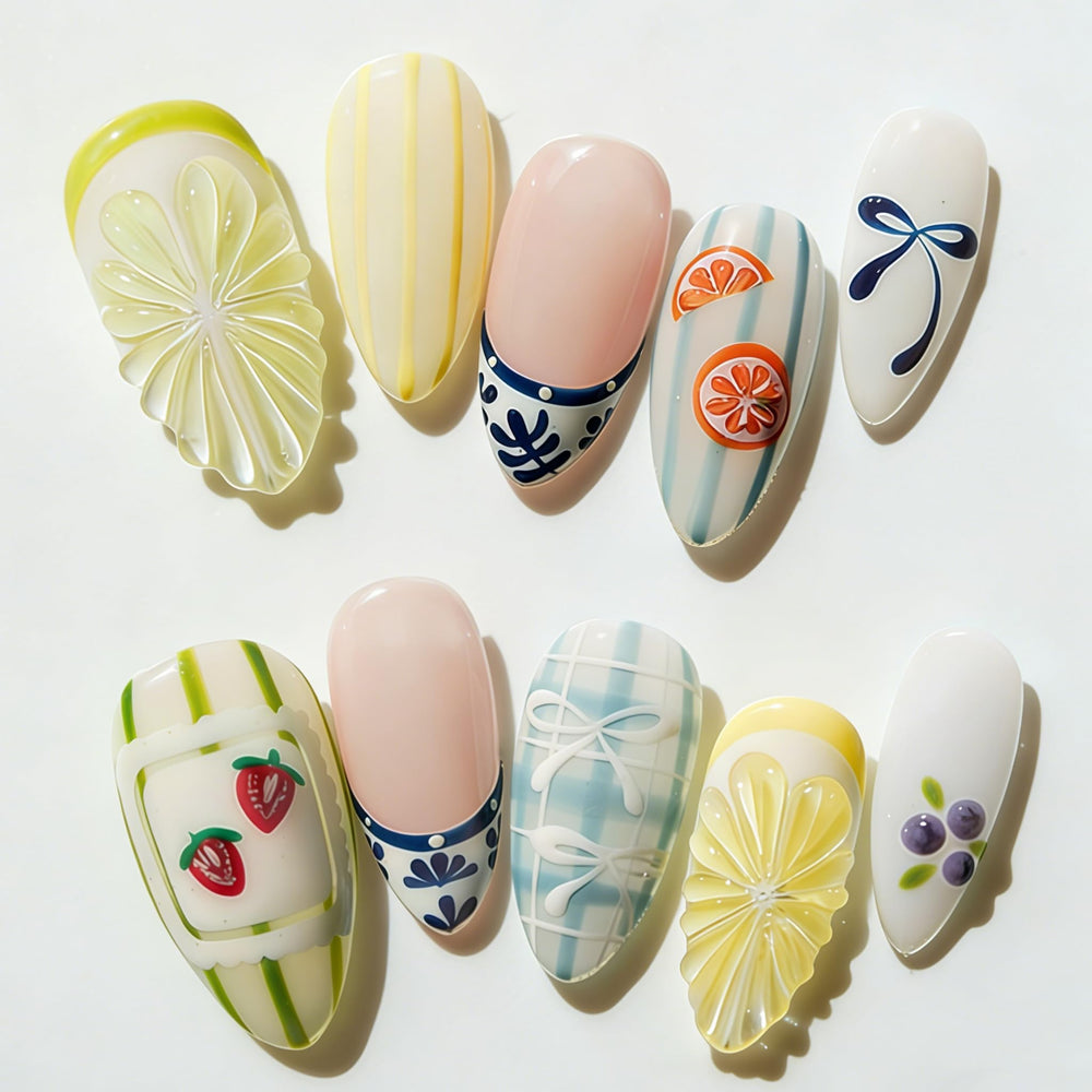 Tephrent close-up glossy surface showing lemon and strawberry artwork for polished look