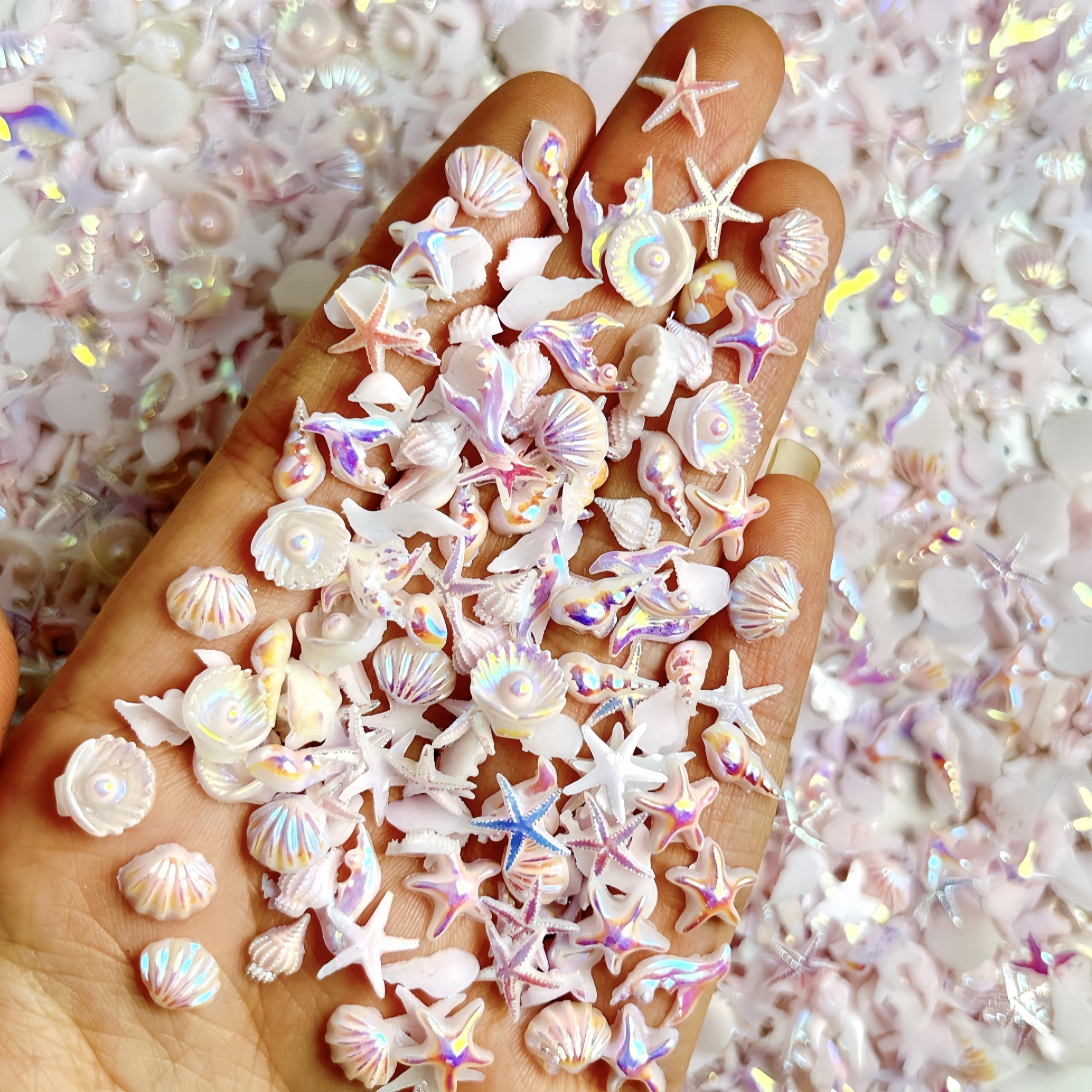 Tephrent front packaging displaying 200 beach nail charms and assortment benefits