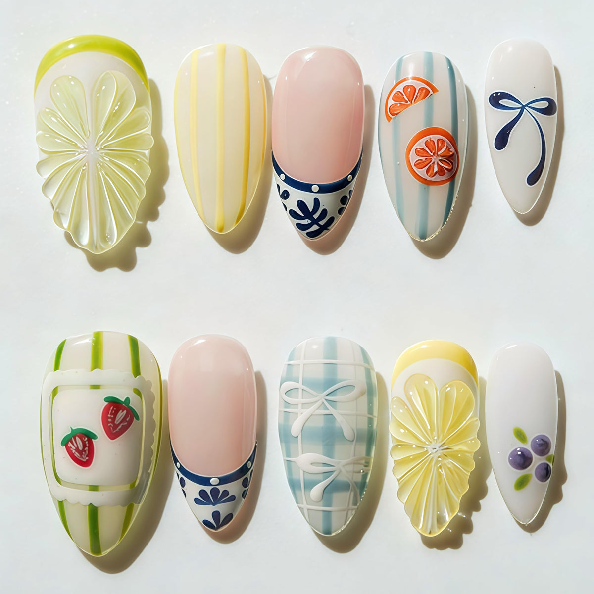 Tephrent front packaging showing 30-piece fruit design set and organized storage benefit