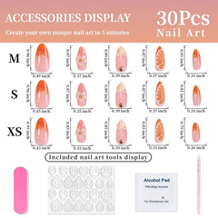 Tephrent full set of 30 nails laid out to show size variety and ready-to-use convenience