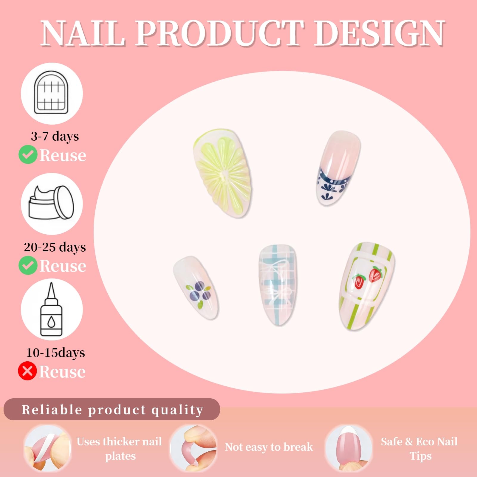 Tephrent layout of 30 nails in assorted sizes giving clear size selection benefit