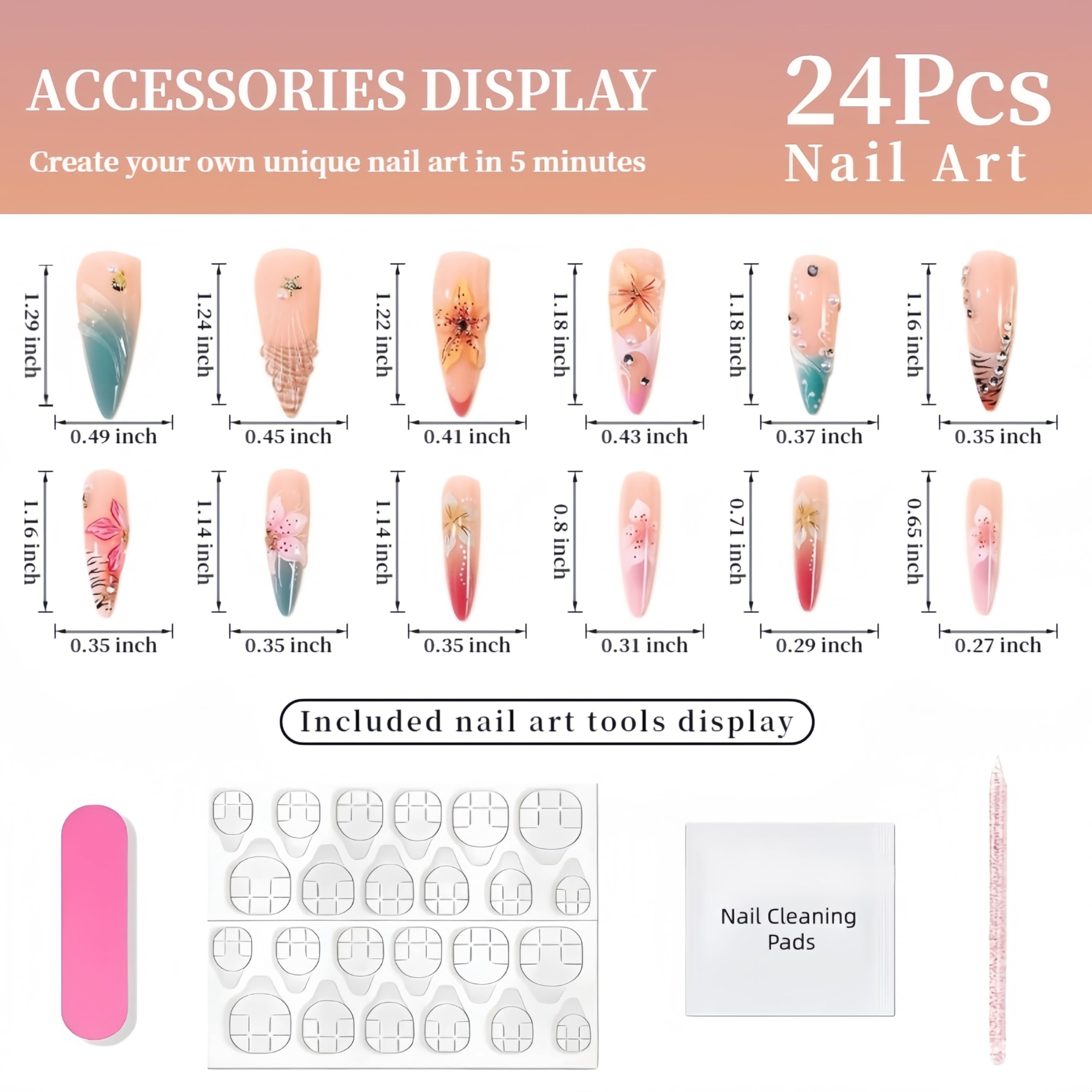 Tephrent included tools and adhesive tabs laid out for easy at-home application