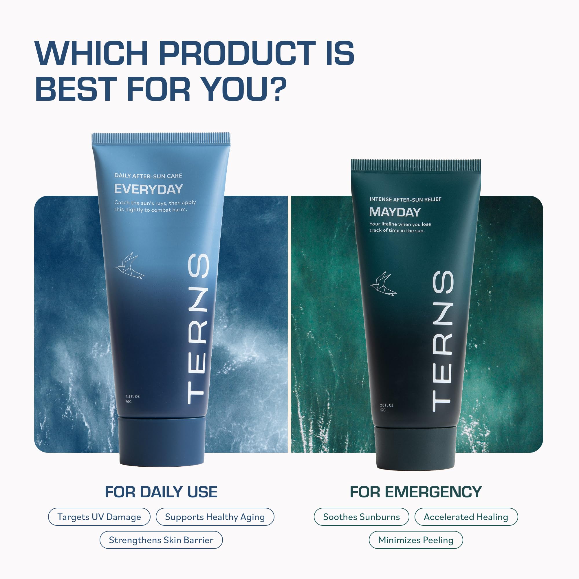 TERNS label close-up showing dermatologist-approved claims and ingredient focus