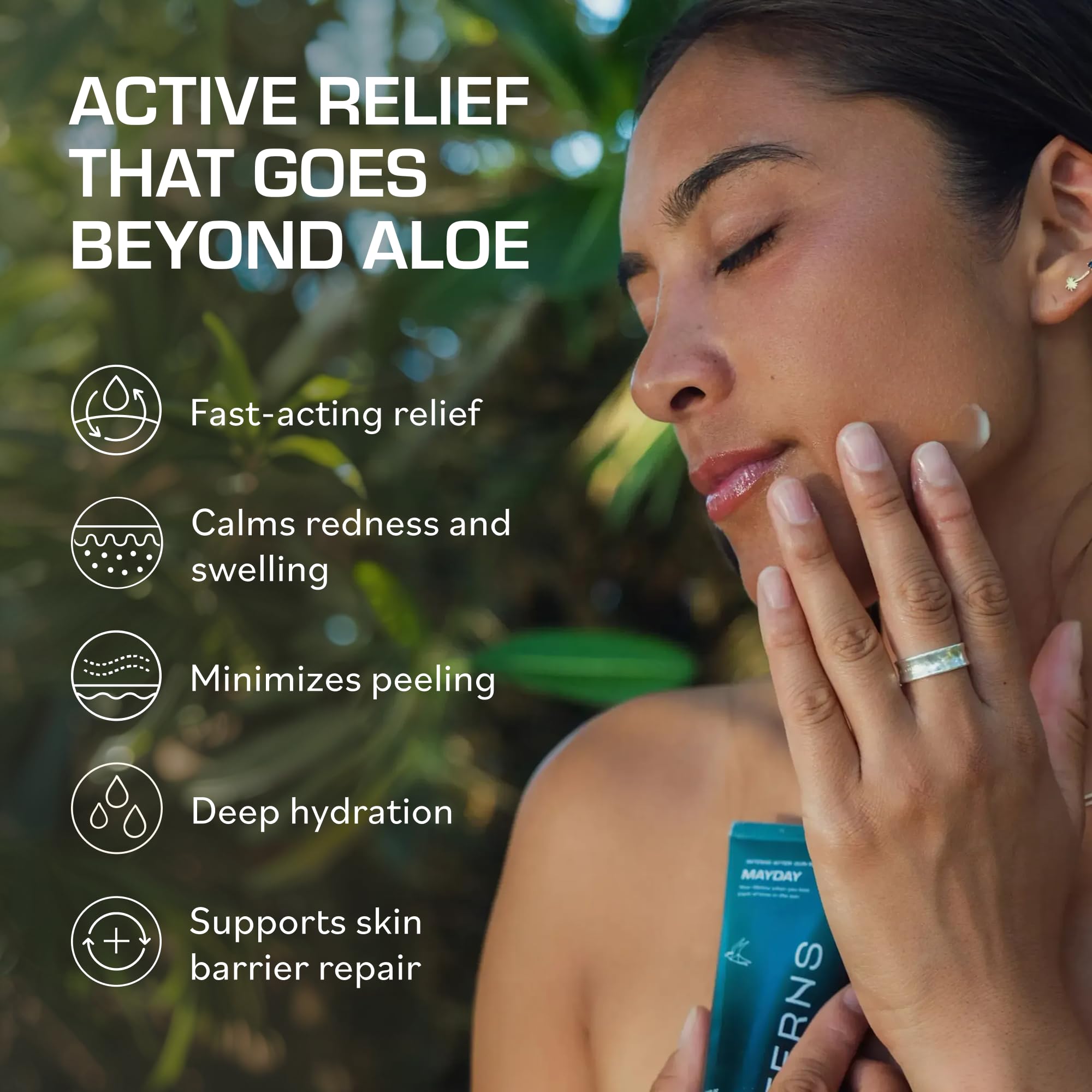 TERNS Mayday being applied to forearm to soothe and rehydrate sun-exposed skin