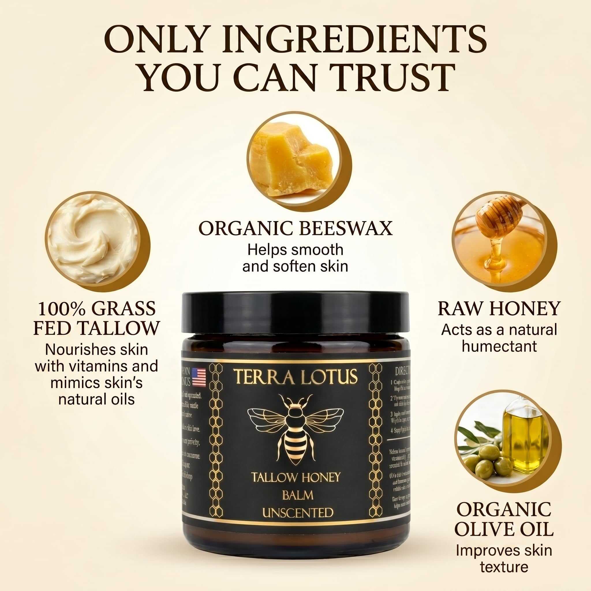 Terra Lotus open jar with spoon demonstrating easy scooping and controlled application