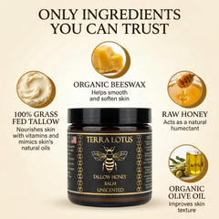 Terra Lotus open jar with spoon demonstrating easy scooping and controlled application