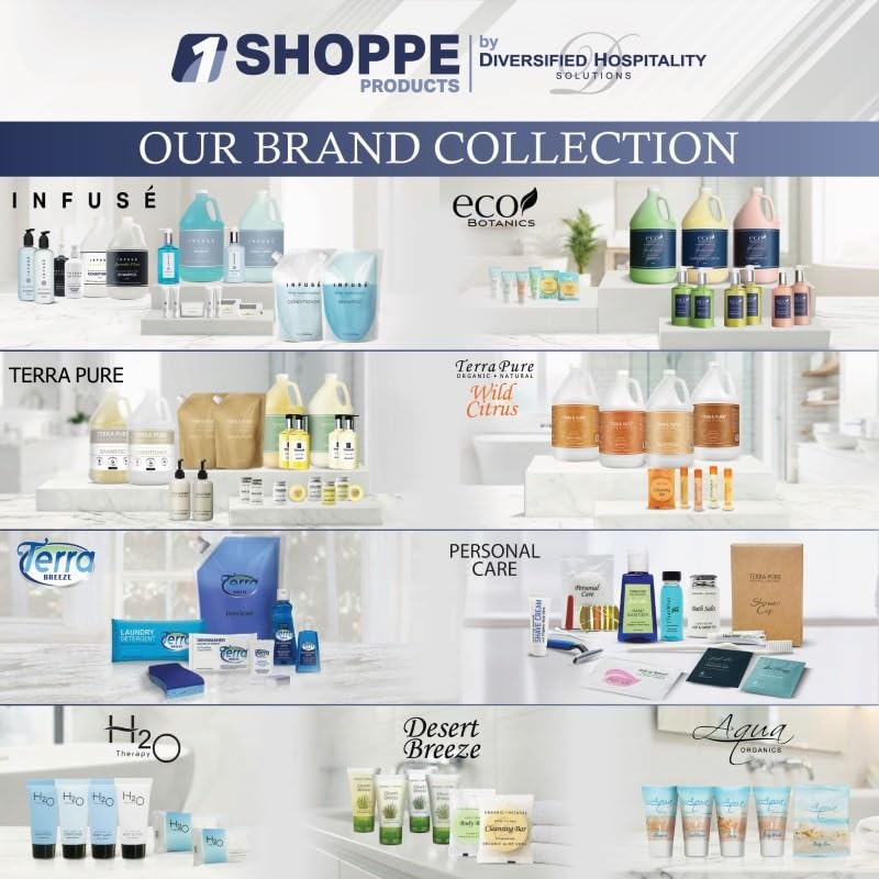 Terra Pure full amenity line displayed to support consistent guest amenities
