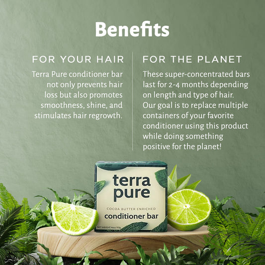 Terra Pure close-up of bar texture highlighting cocoa butter moisturizing benefit