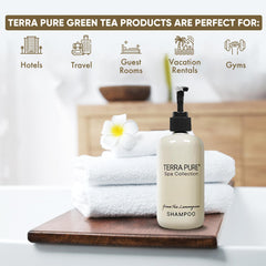Terra Pure label close-up highlighting green tea lemongrass fragrance