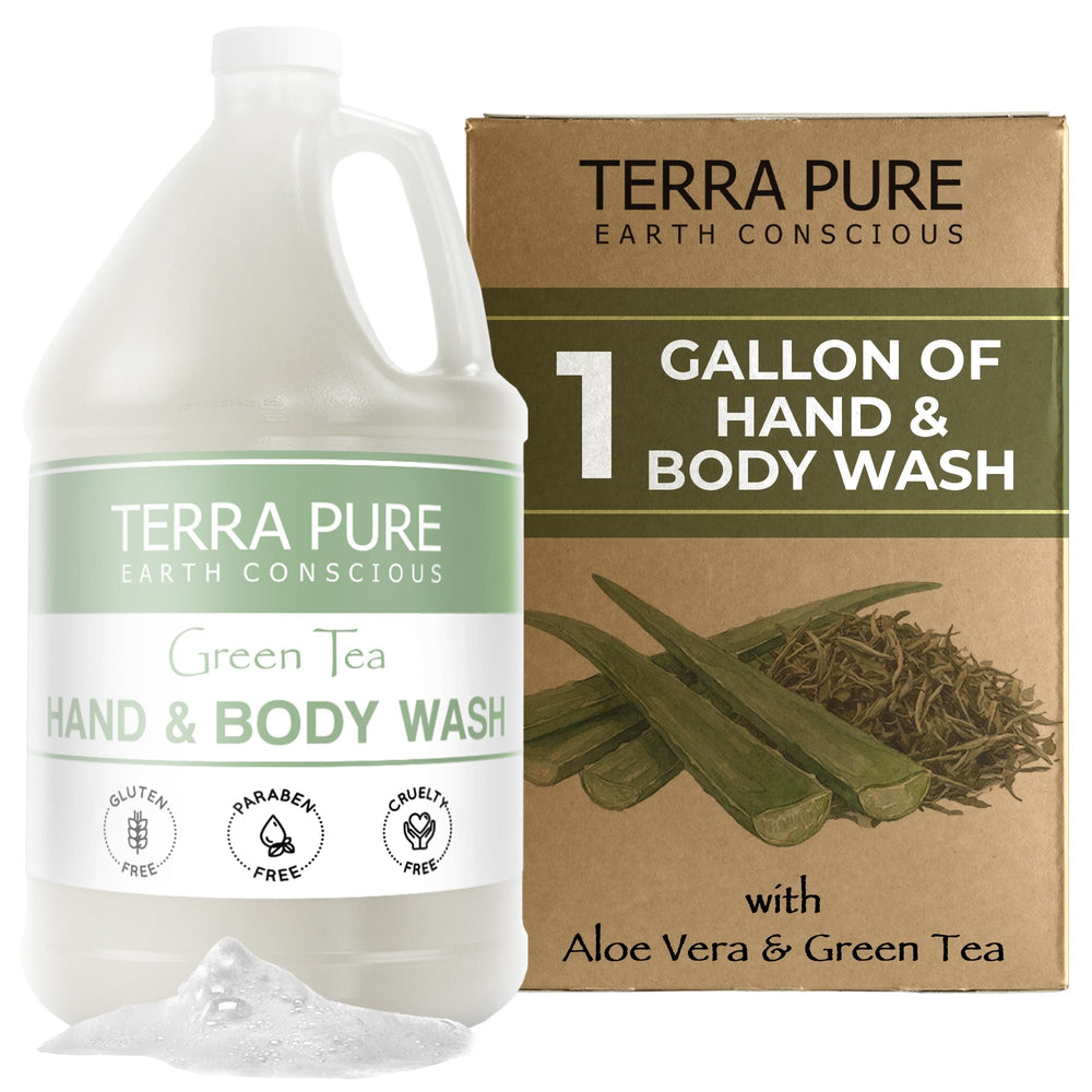 Terra Pure front view of one-gallon container showing size and label benefit