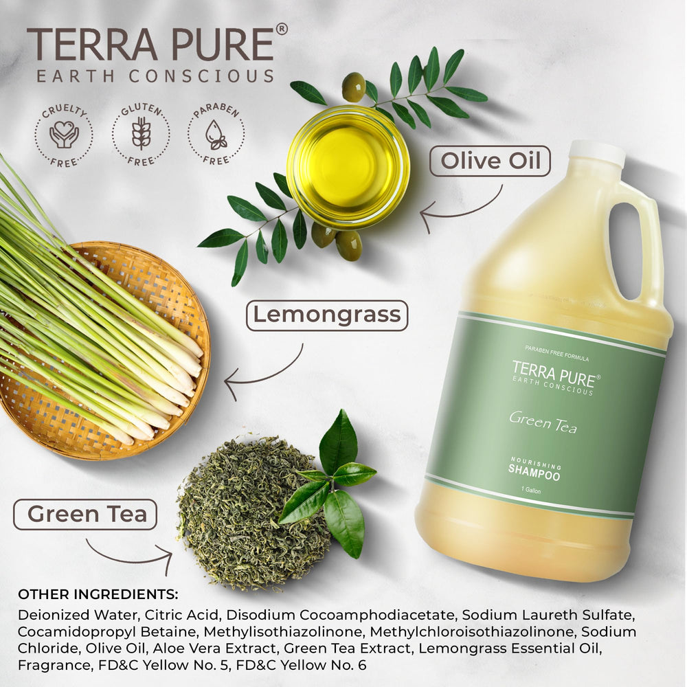 Close-up of Terra Pure label highlighting paraben-free and vegetable-based benefits