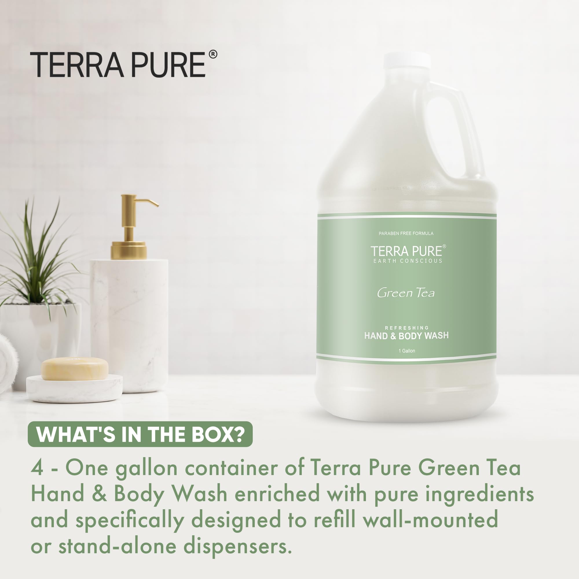 Terra Pure pour spout in use for low-spill dispensing and fast refills