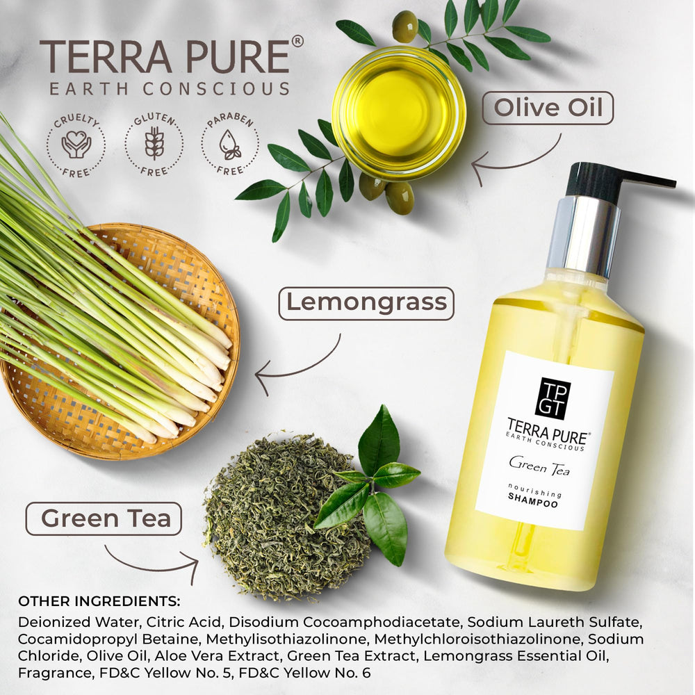 Terra Pure pump dispensing shampoo demonstrates easy-use convenience for guests