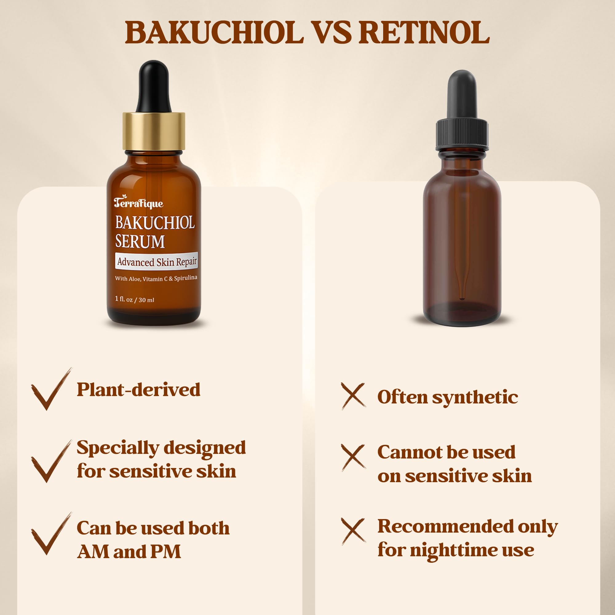 TERRAFIQUE before and after skin texture comparison showing smoothing benefit