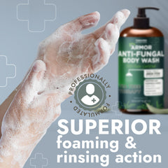 Terramed in-use shower scene showing active cleansing after workout