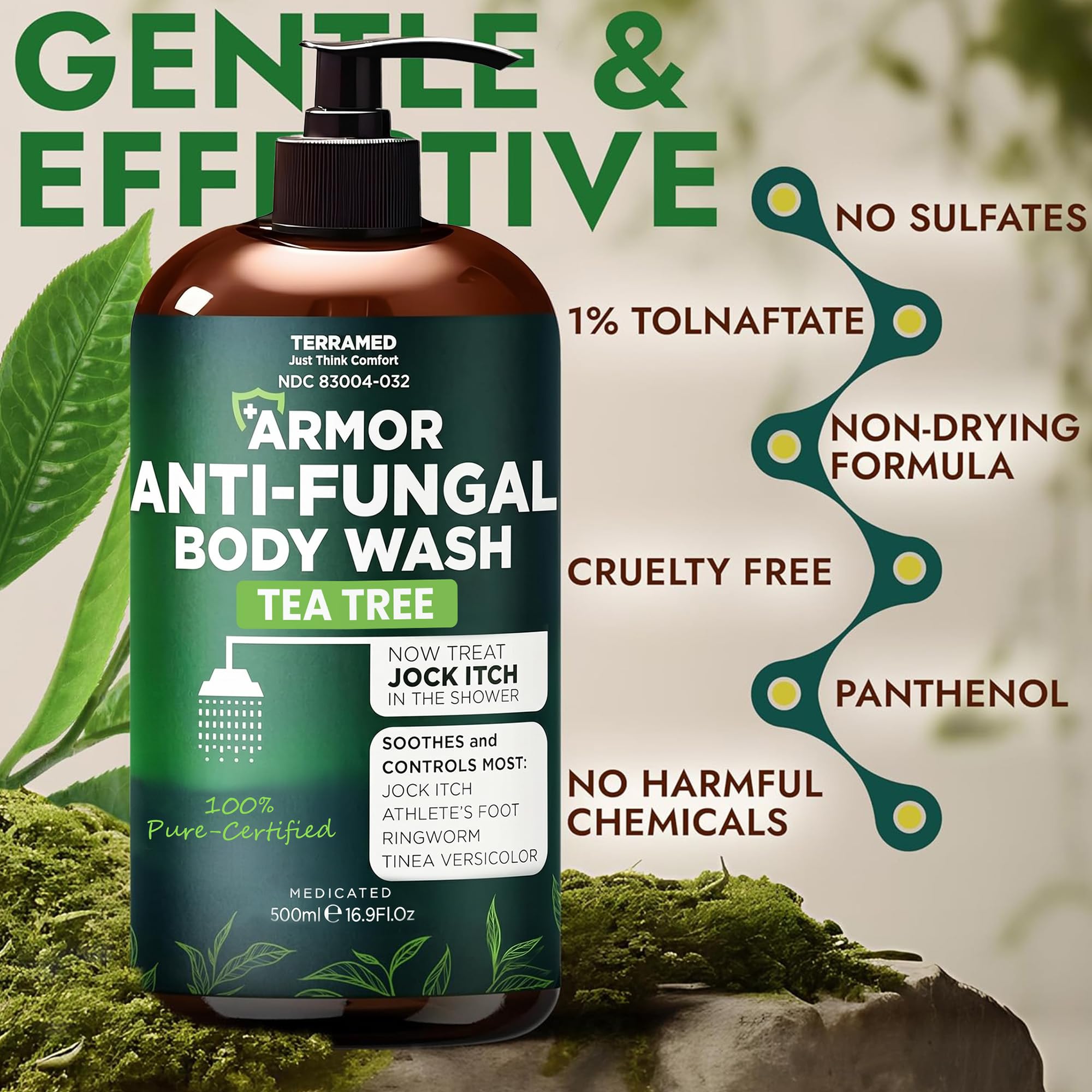 Terramed product label close-up showing ingredients and usage details