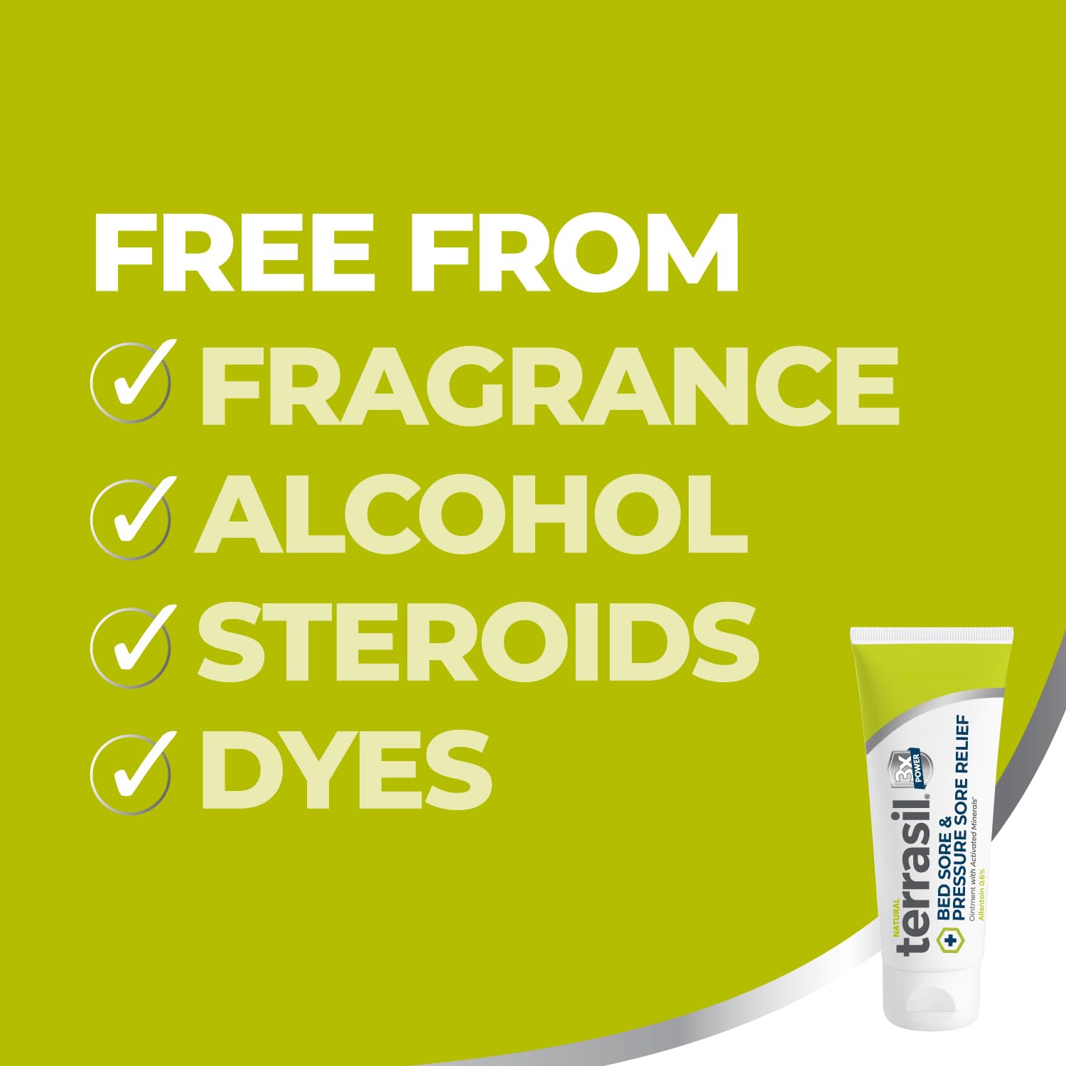 terrasil tube label detail showing brand and ingredient transparency benefit