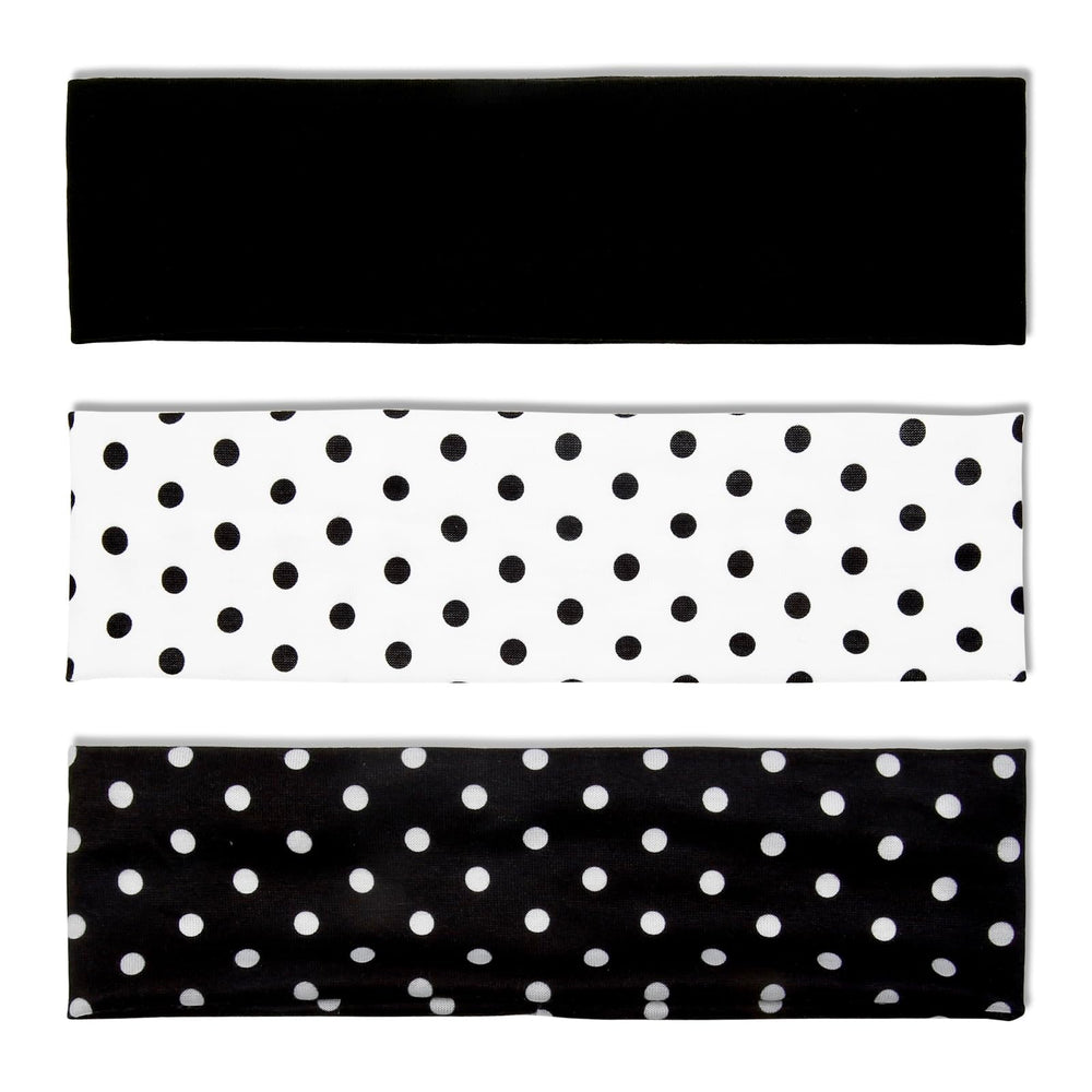 TERSE front view of three polka dot headbands showing style and set variety