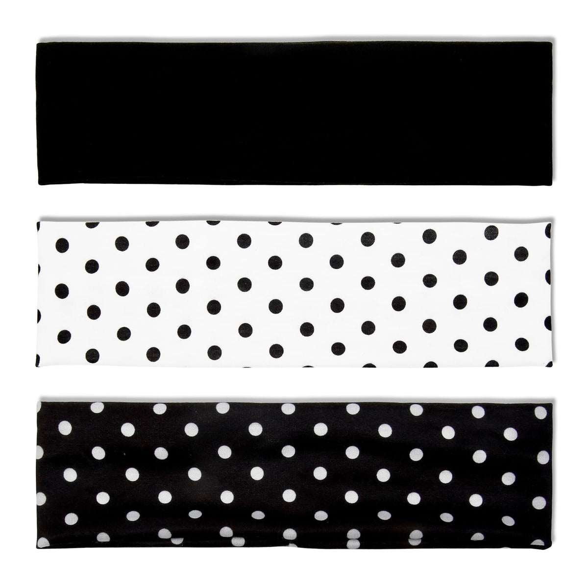 TERSE front view of three polka dot headbands showing style and set variety