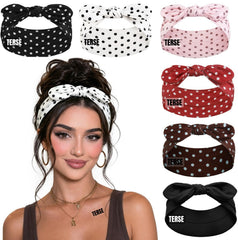 TERSE front pack view showing six polka dot headbands and organized assortment benefit