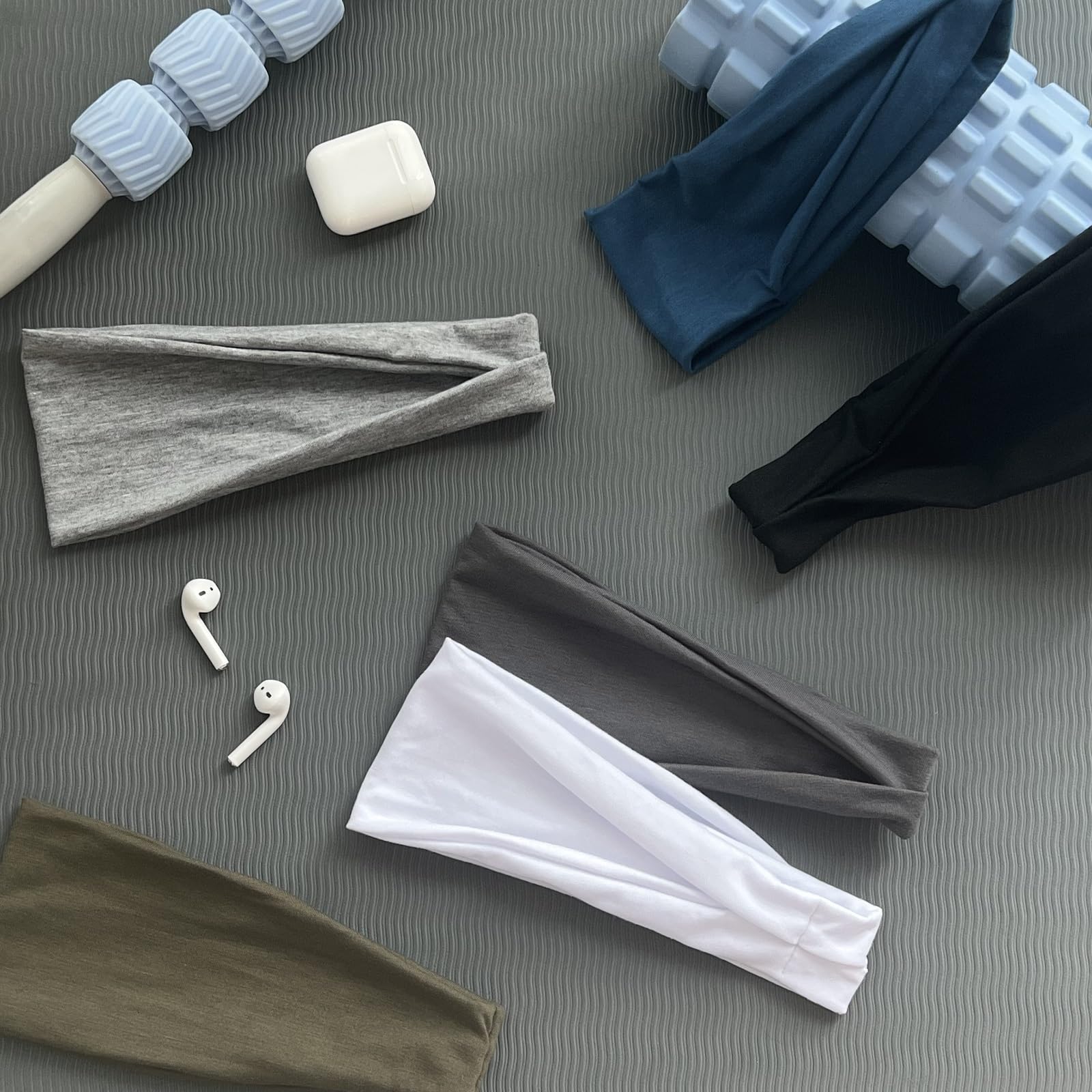 TERSE pack contents laid out showing two black two white two grey