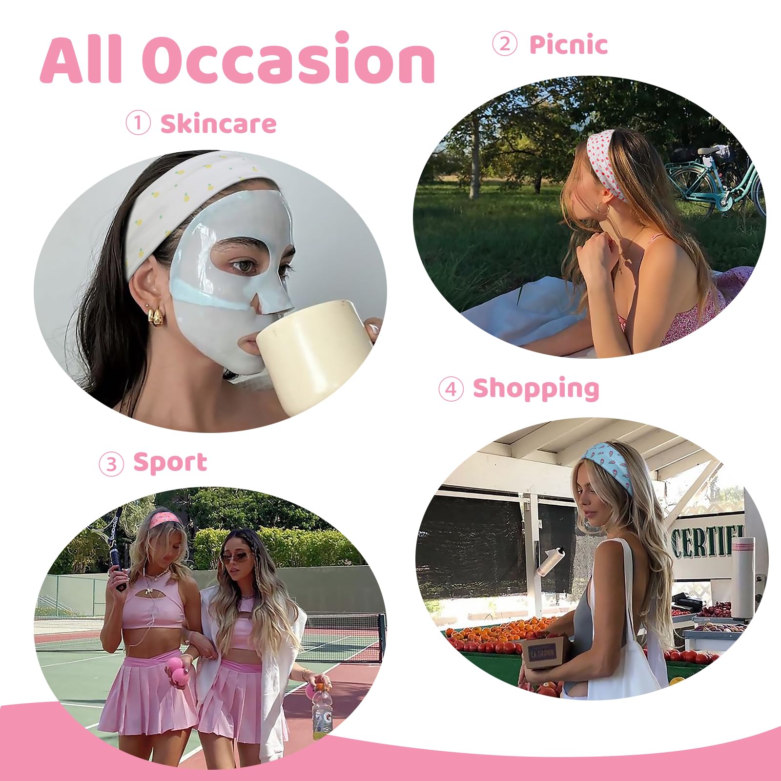 TERSE patterned headbands fanned out to show variety and outfit coordination