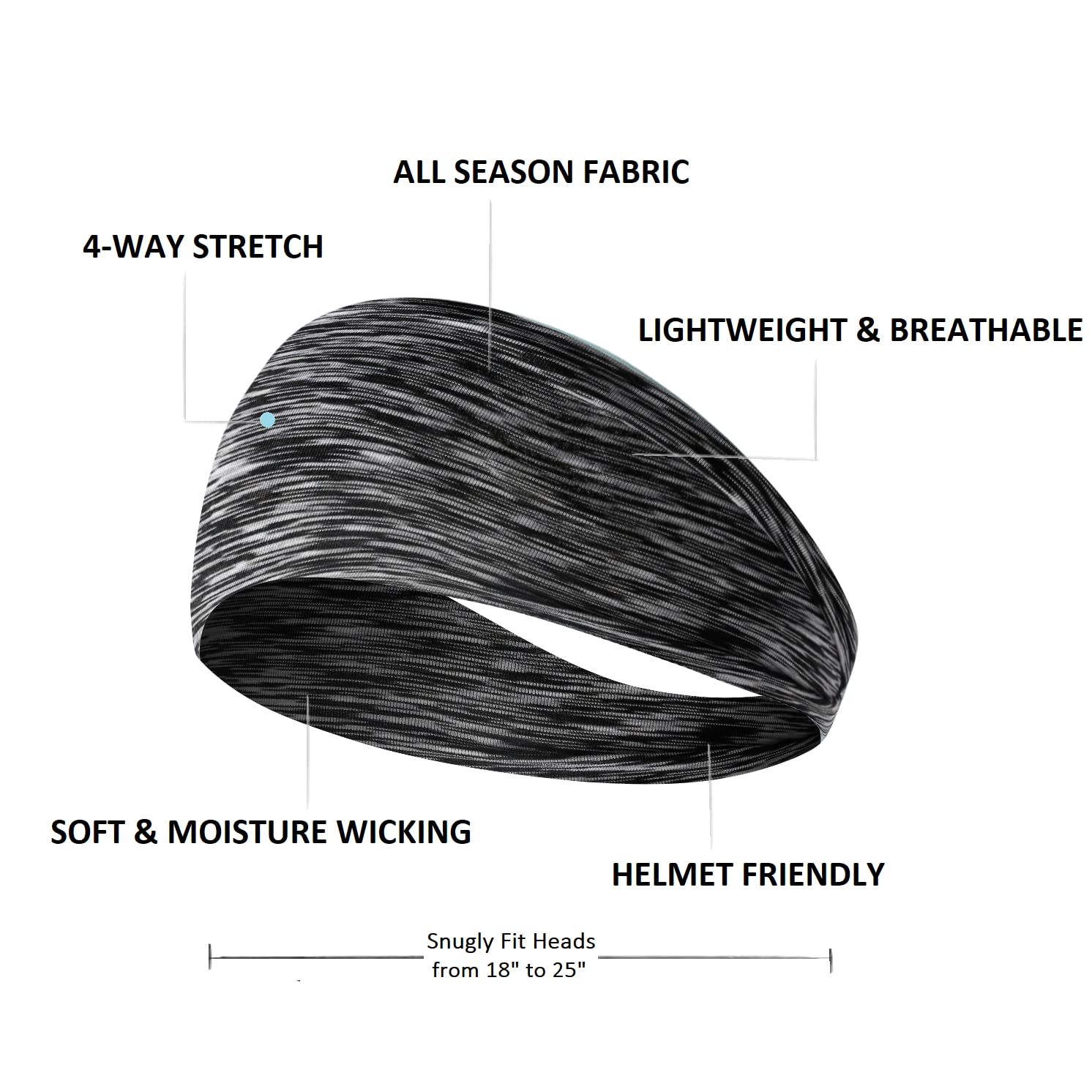 TERSE hand stretching headband to show 11-inch stretch and flexible fit benefit
