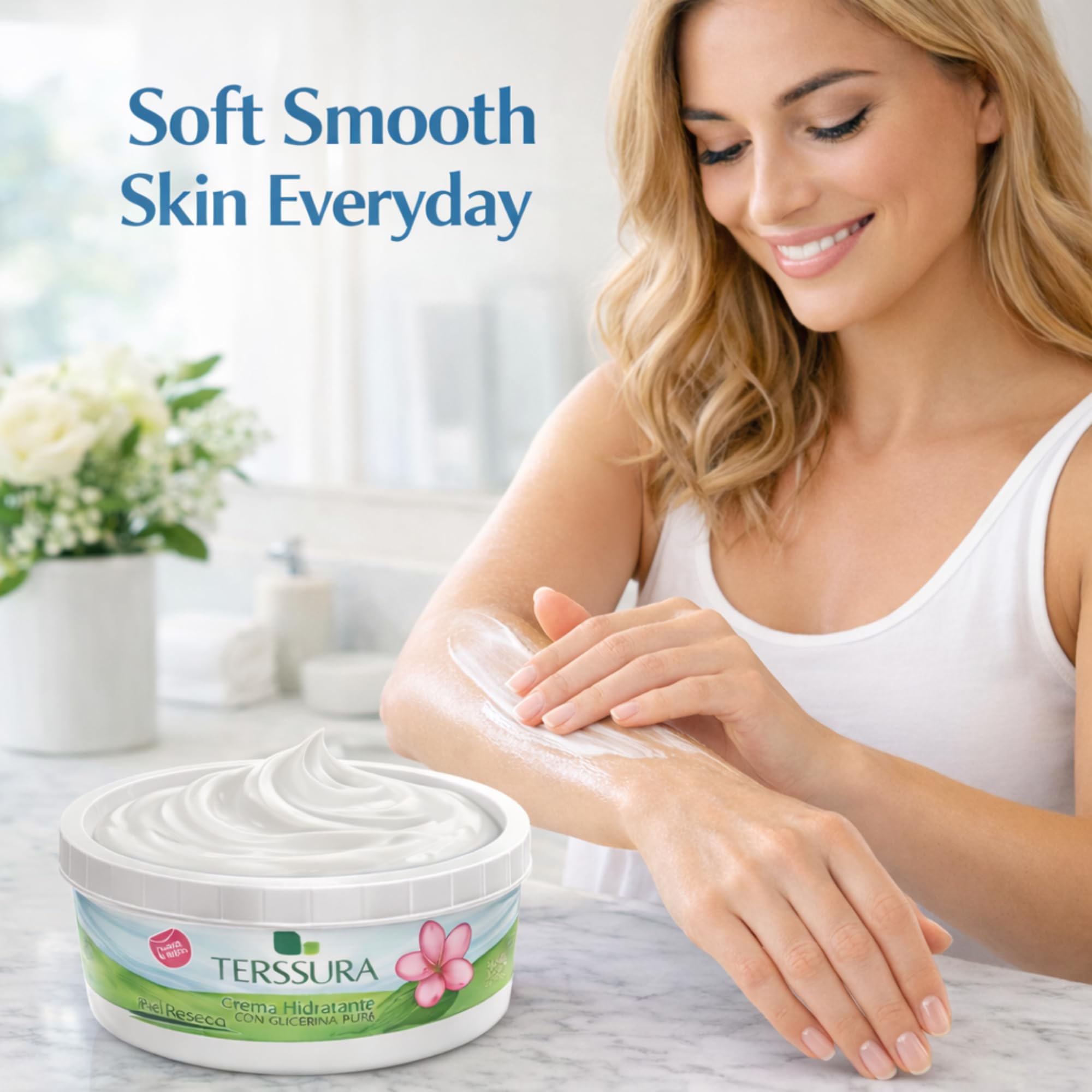 Terssura being applied on forearm showing quick absorption benefit