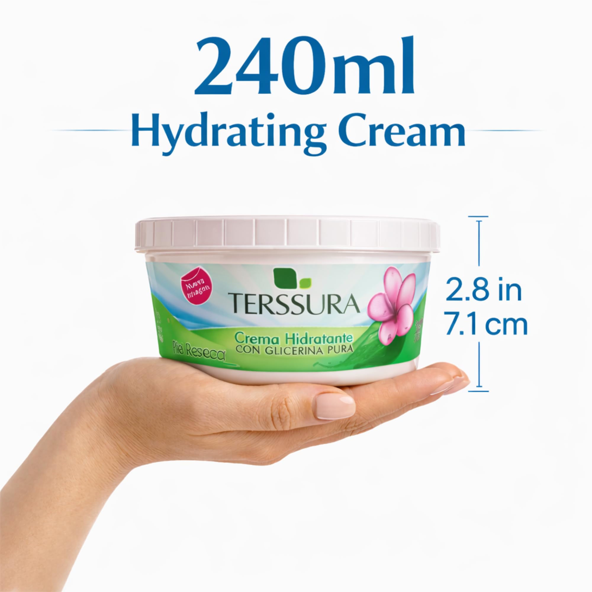 Terssura pump dispensing cream illustrating easy, controlled application benefit