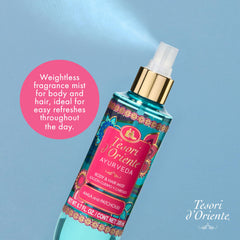 Tesori d'Oriente mist texture in air illustrating airy, non-sticky finish
