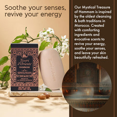 Tesori d'Oriente soap beside ruler showing compact travel-friendly size