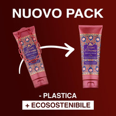 Close-up of Tesori d'Oriente label and ingredients, confirms paraben-free formulation