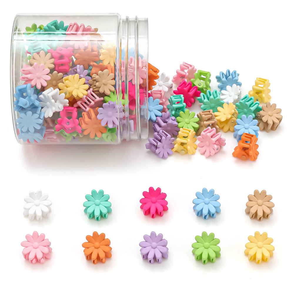 Tetizo front packaging showing 100 colorful mini flower clips and convenience
