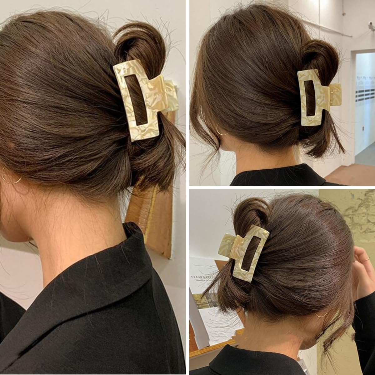 Textention clip holding half-up hairstyle demonstrating easy styling and comfortable wear