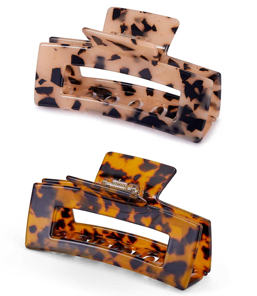Textention front view of tortoise shell clips showing polished finish and elegant shape